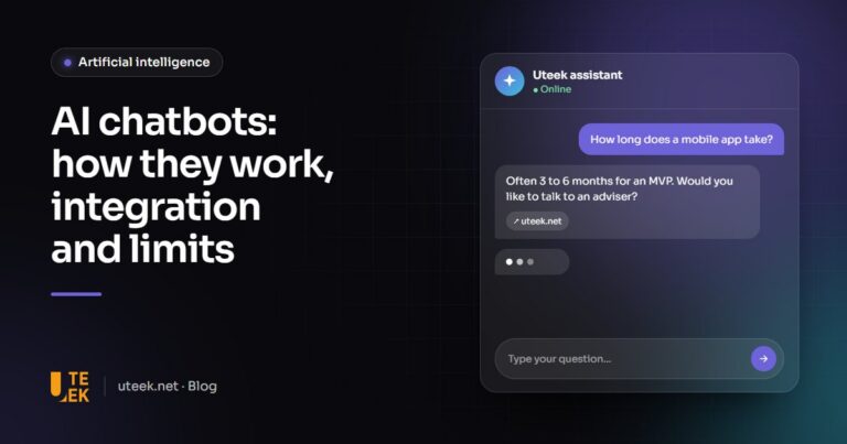 AI chatbot window on a website with a customer question and the assistant's answer